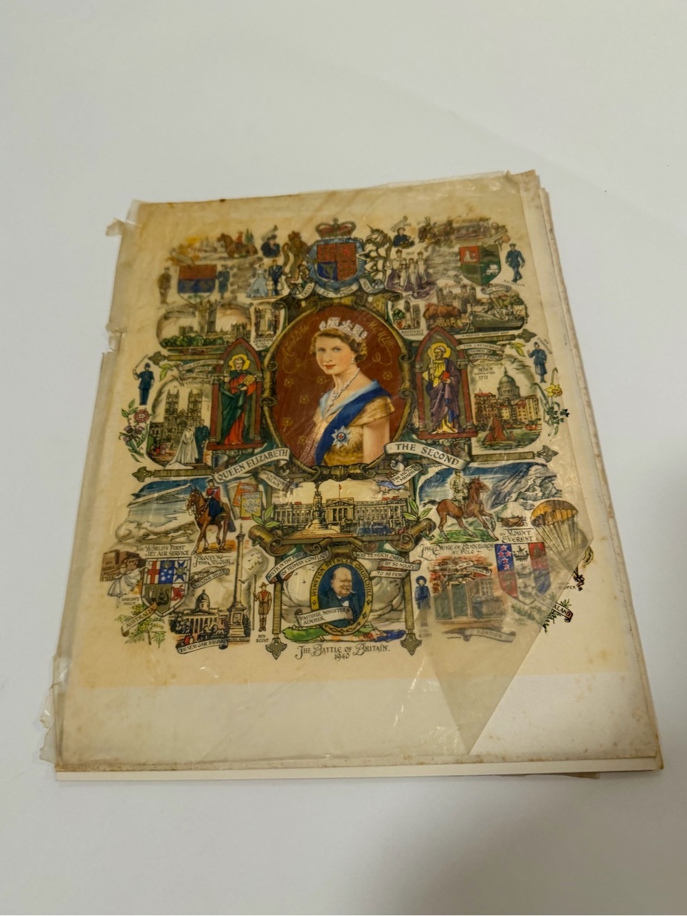 Vintage 1953 Queen Elizabeth II Coronation Illustrated Souvenir Print & Illustra